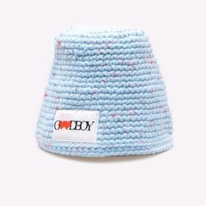 XOXOGOODBOY Sky Blue Knit Logo Korean Bucket Hat Goodboy Korea Rare Limited NWOT